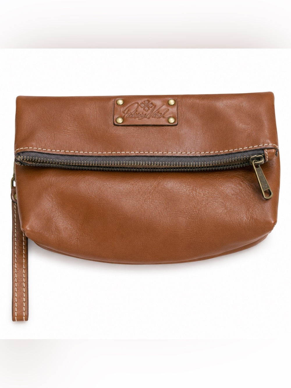 Patricia Nash Cognac Leather Zip Pouch